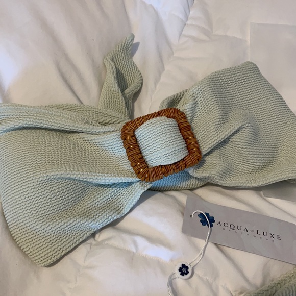 NWT Acqua Deluxe Bandeau 3-way Bikini Set Seafoam - Picture 4 of 13